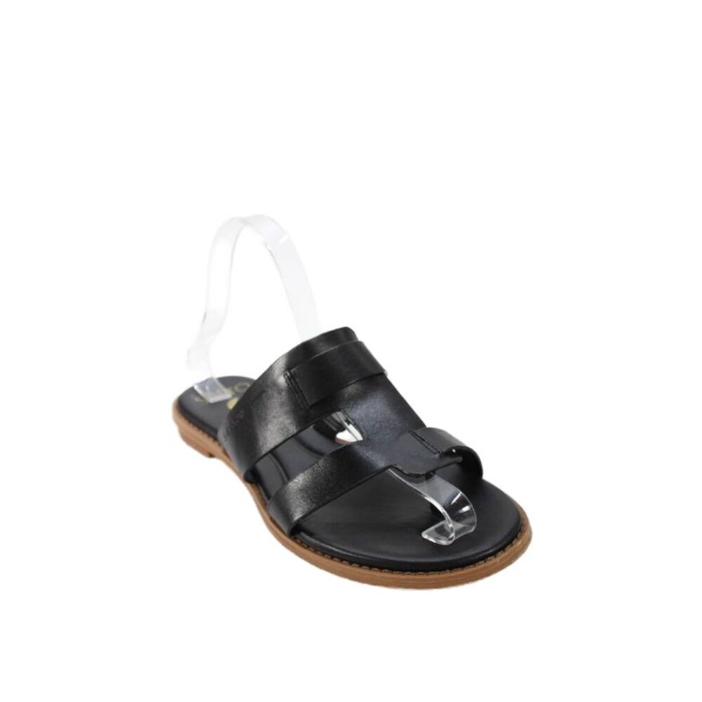 Sarto Womens Double Strap Leather Slide Sandals Black Size 7